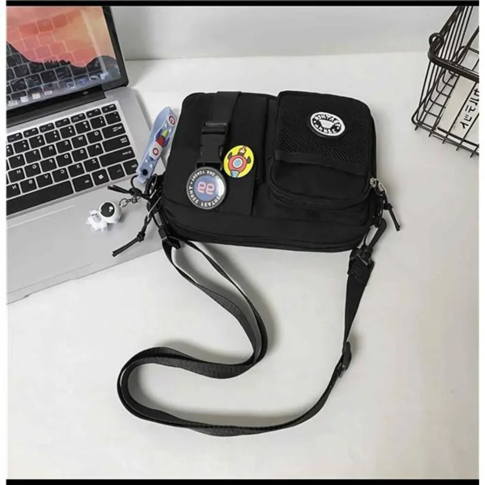 Black crossbody messenger sling shoulder bag for men travel work casual lightwei